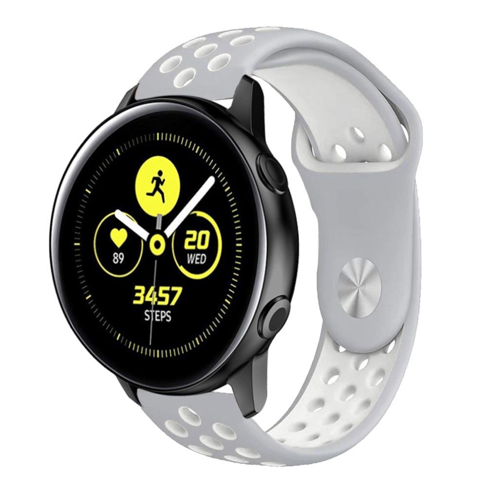 marque generique - Bracelet en silicone creux bicolore gris/blanc pour votre Samsung Galaxy Watch Active - Accessoires bracelet connecté