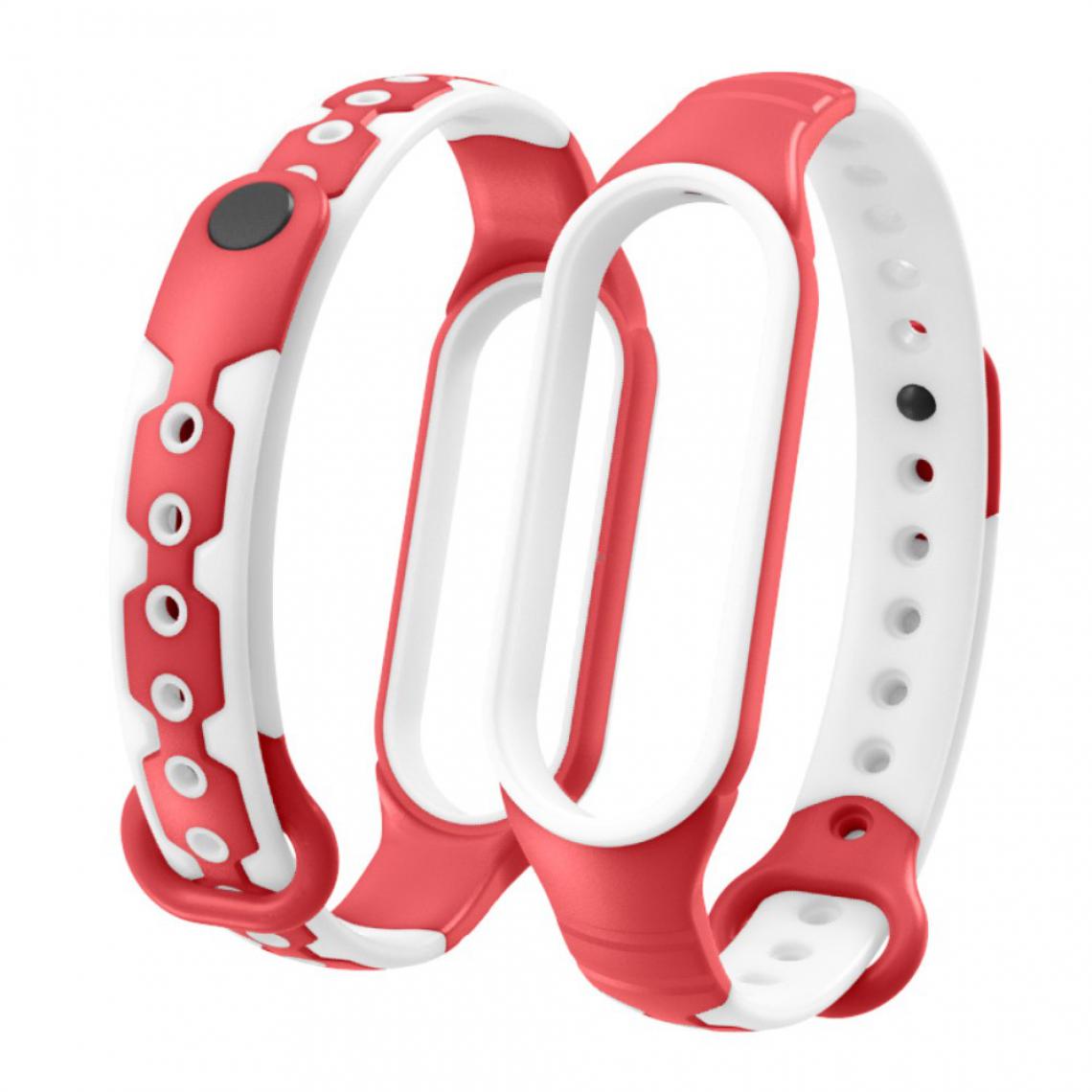 Other - Bracelet en silicone Bicolore blanc rouge pour votre Xiaomi Mi Band 6 - Accessoires bracelet connecté