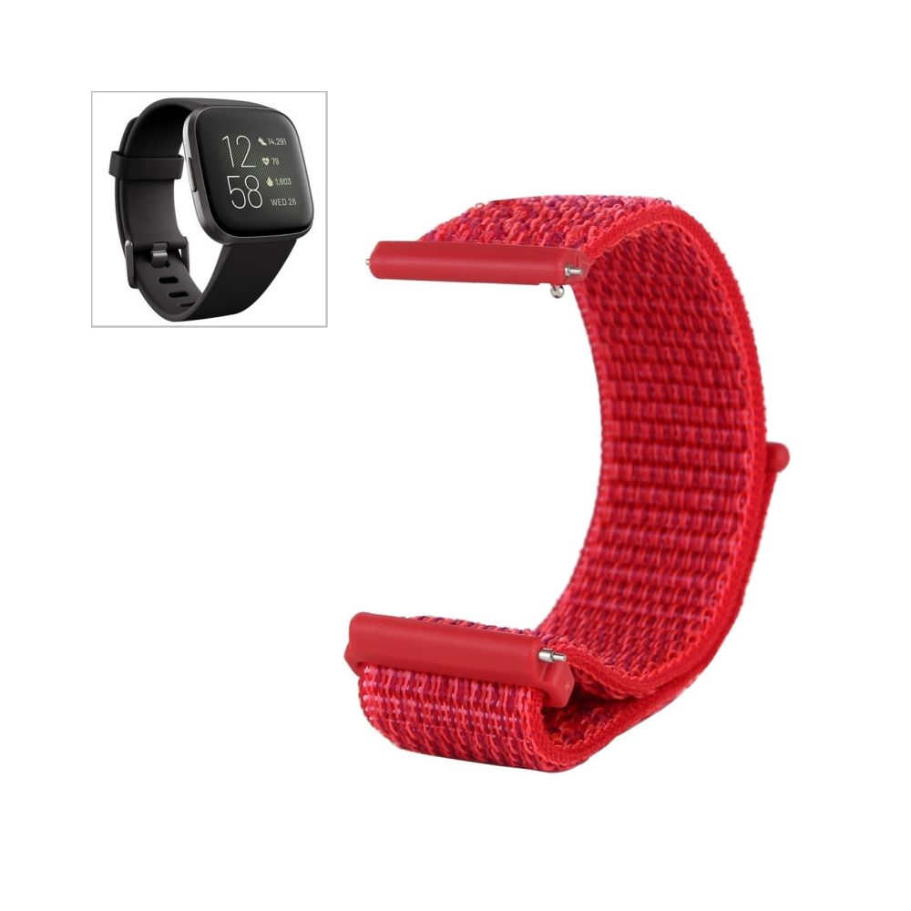 Wewoo - Bracelet pour montre connectée de Fitbit Versa / 2 en nylon avec crochet et fermeture à boucle rouge - Bracelet connecté