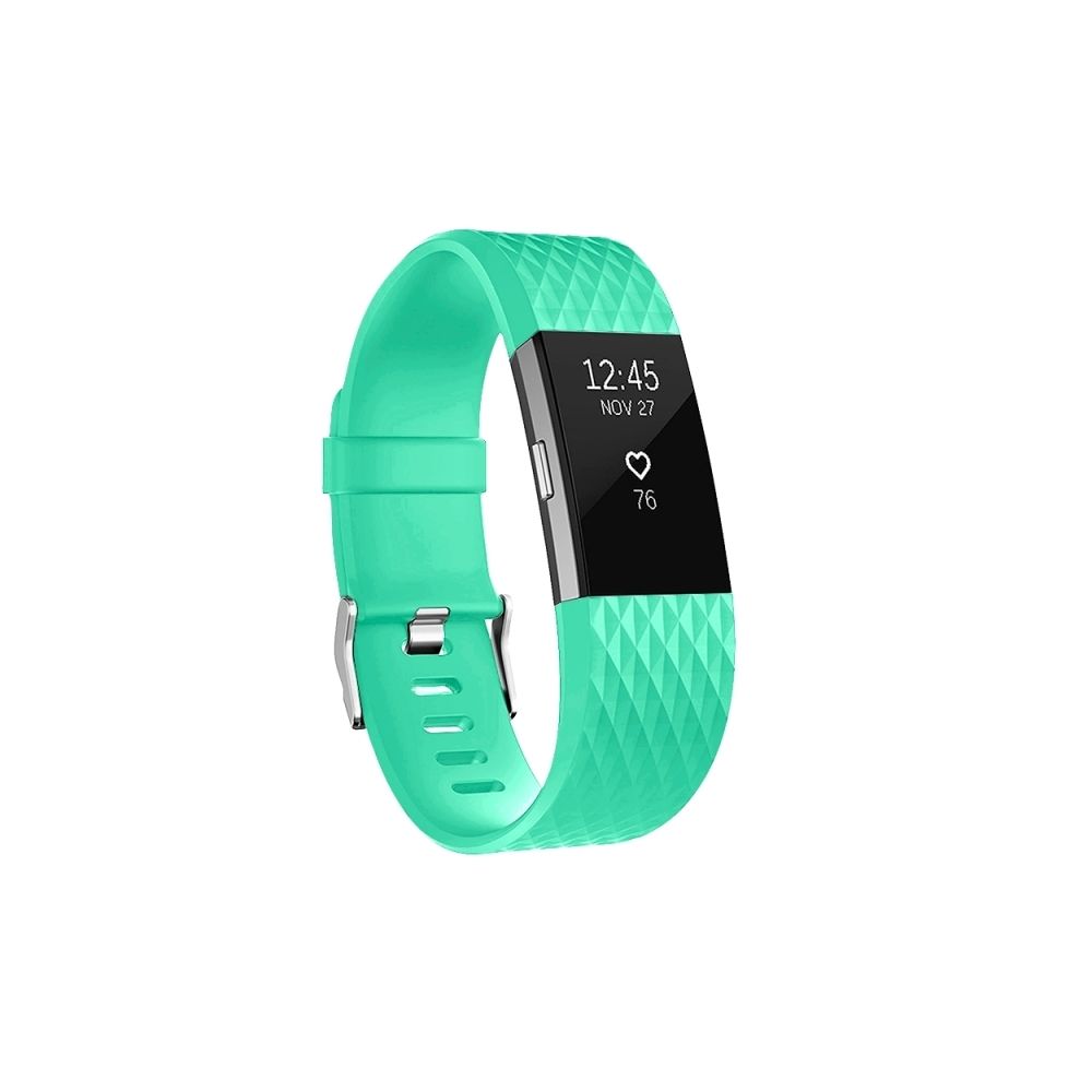 Wewoo - Bracelet pour montre connectée Dragonne sport réglable à motif losanges FITBIT Charge 2 vert menthe - Bracelet connecté
