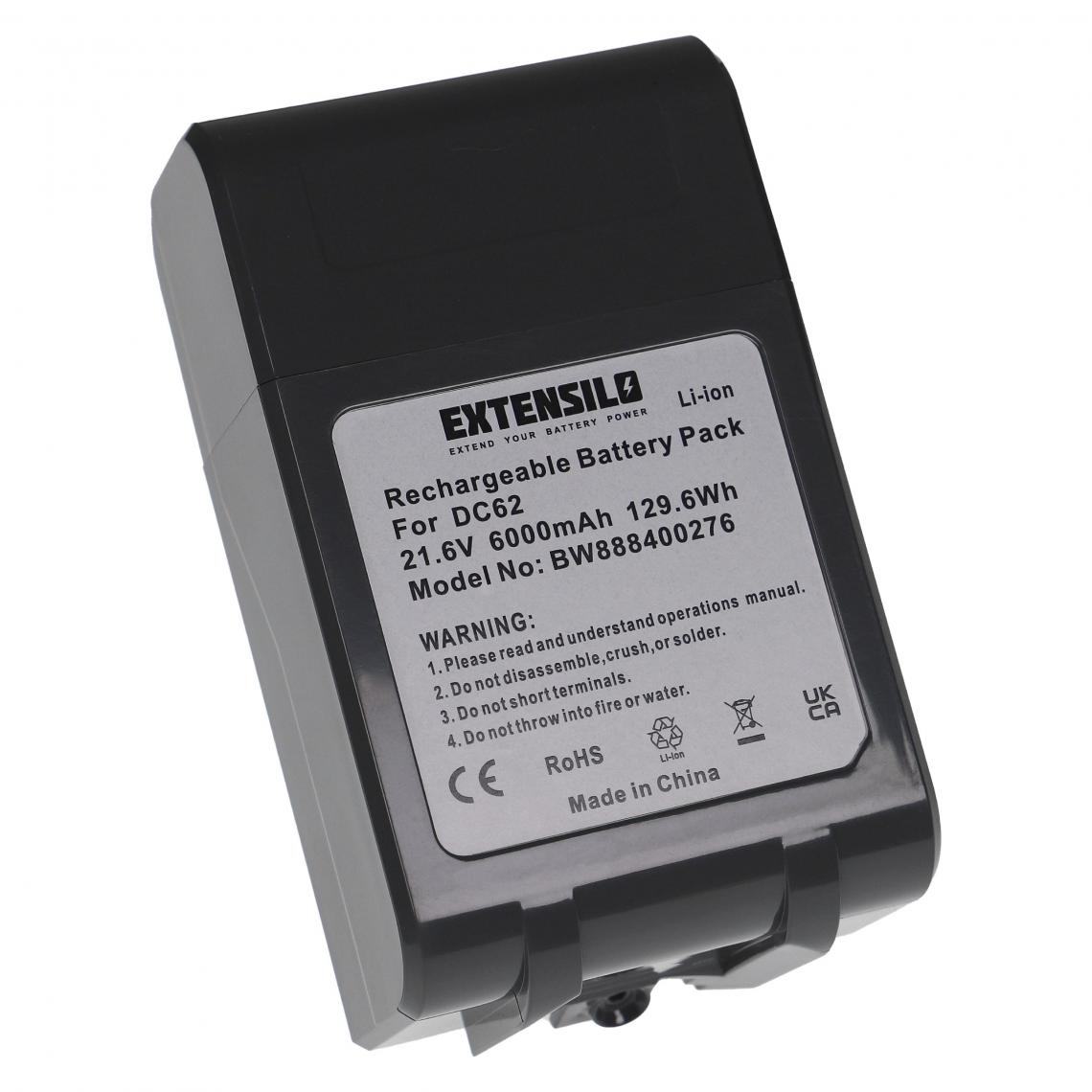 Vhbw - EXTENSILO Batterie compatible avec Dyson Absolute, DC58, DC61, DC62, DC62 Animal, DC72 aspirateur, robot électroménager (6000mAh, 21,6V, Li-ion) - Accessoire entretien des sols