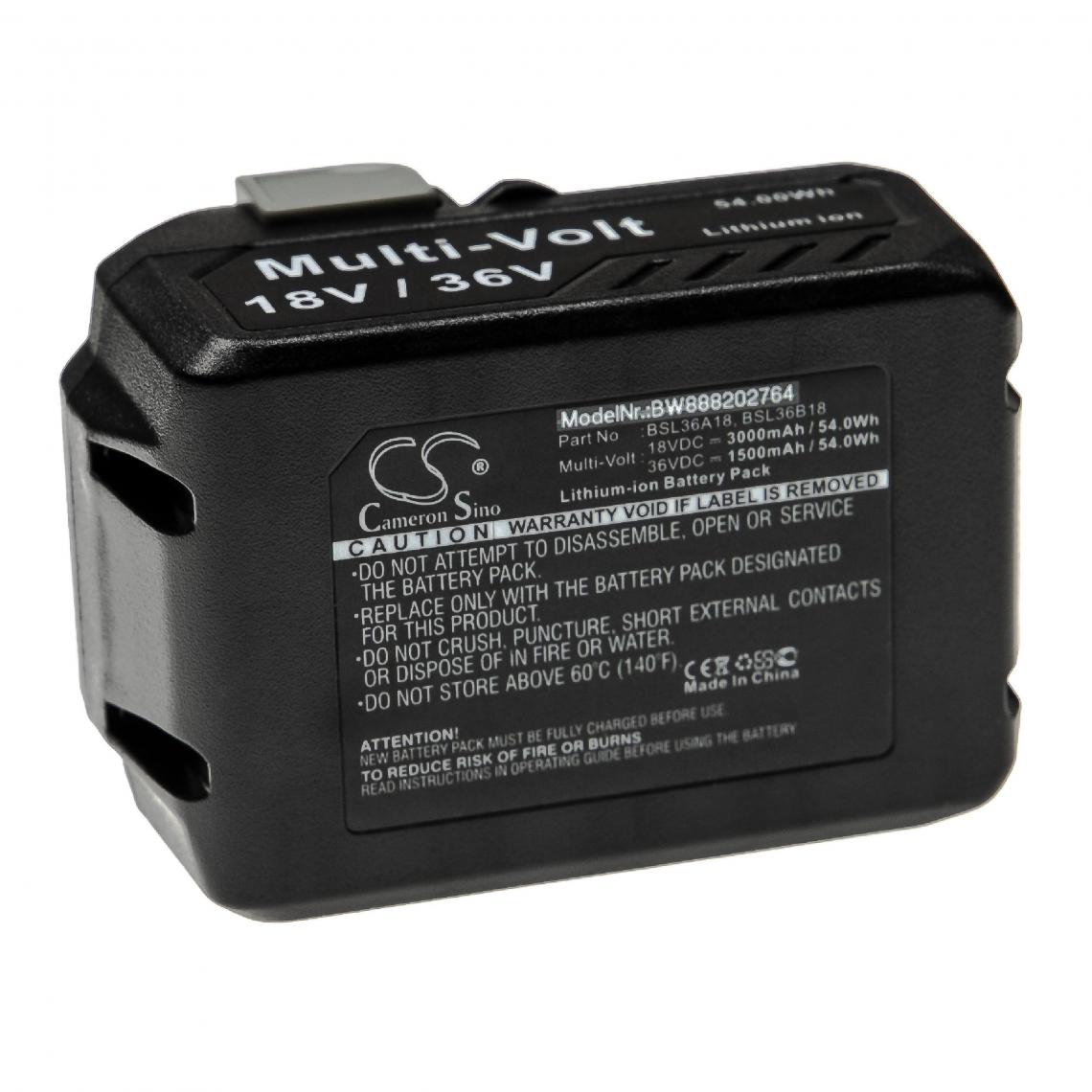 Vhbw - vhbw Batterie compatible avec HiKOKI CE18DSL, CG36DA, CG36DA(L), CG36DTA outil électrique (3000 / 1500 mAh, Li-ion, 18 / 36 V) - Autre appareil de mesure