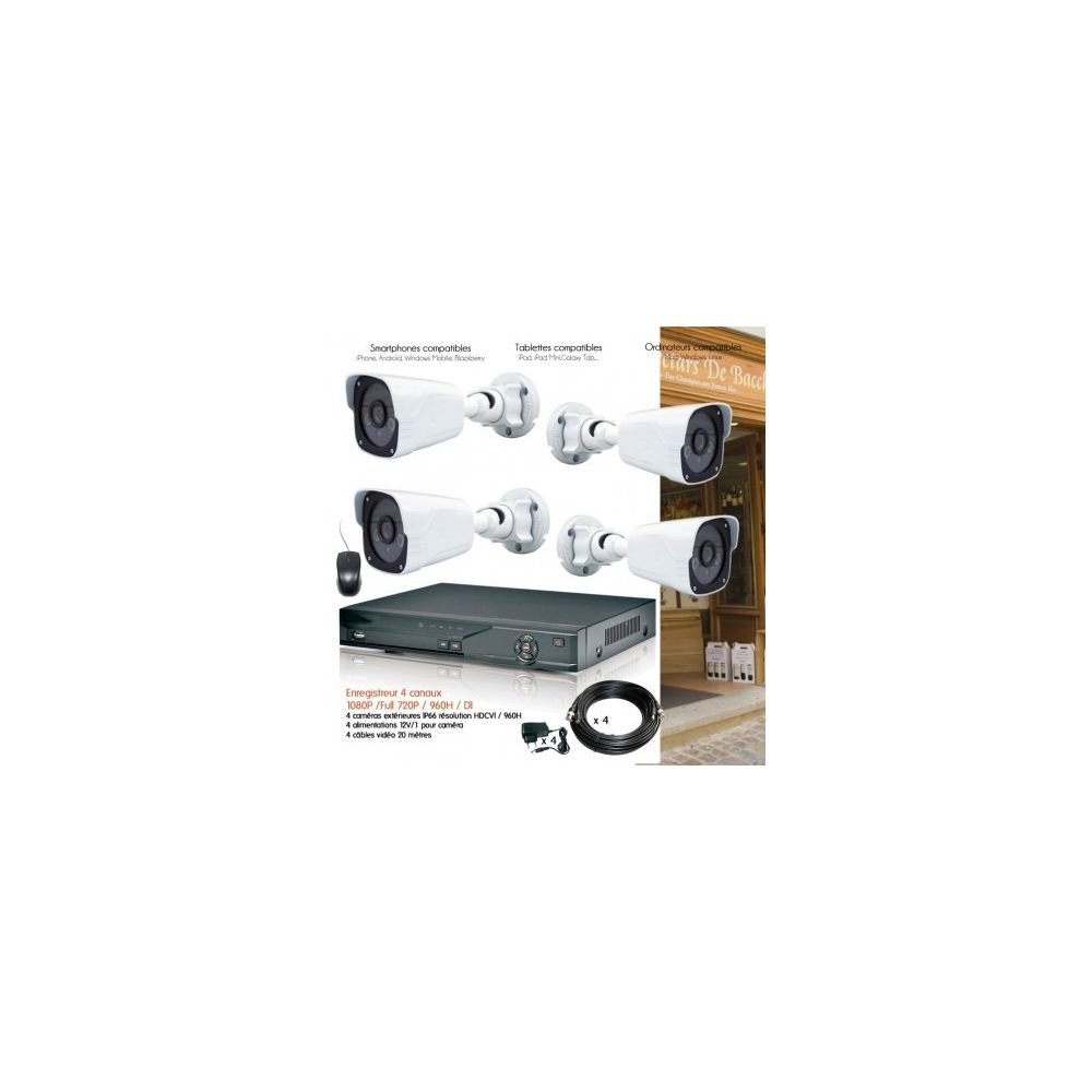 Dahua - Kit de vidéo surveillance HD avec 4 caméras extérieures 1080P Capacité du disque dur - Disque dur de 500 Go - Caméra de surveillance connectée