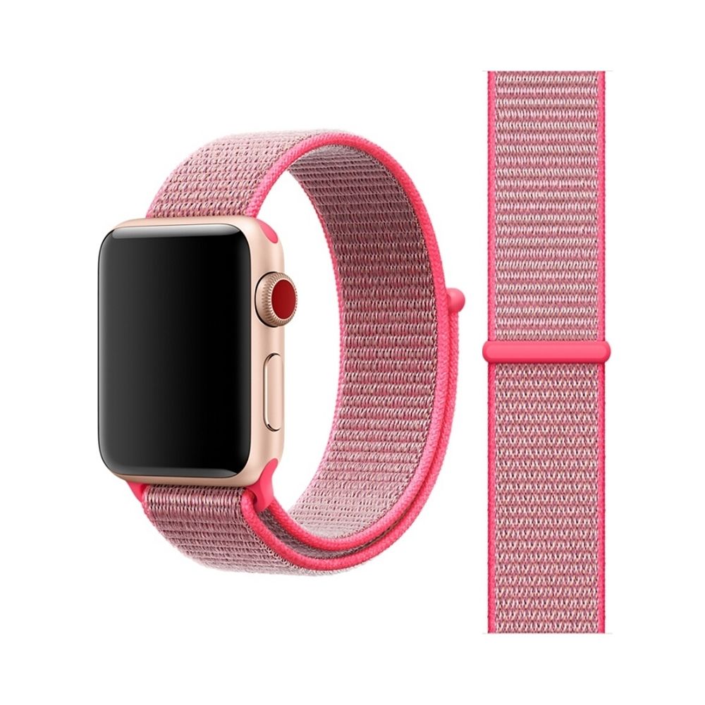 Wewoo - Bracelet rose pour Apple Watch Series 3 & 2 & 1 42mm simple de montre de mode en nylon avec Magic Stick lumière - Accessoires Apple Watch