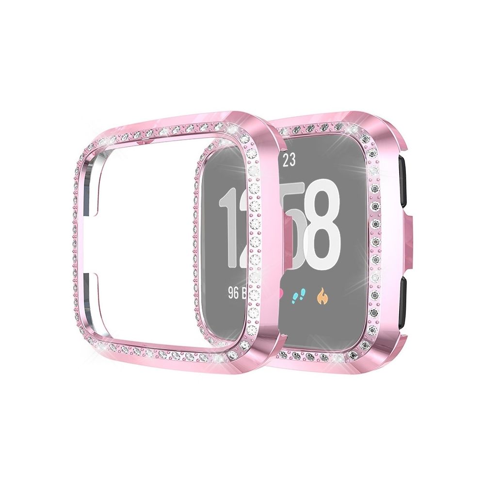 Wewoo - Boîtier de montre Pour Fitbit Etui de protection universel PC Smart Watch Versa / Lite Diamond Rose - Accessoires montres connectées