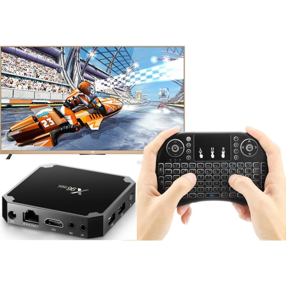 Wewoo - Android TV Box X96 Mini Smart Android TVAndroid 7.1Quad Core Amlogic S905W2 Go + 16 Go2,4 GHz WiFiavec clavier à LED couleur Fly Air I8 Miniprise anglaise - Passerelle Multimédia