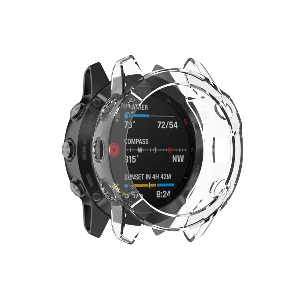 Wewoo - Boîtier de montre Pour étui de protection en TPU à demi-couverture Garmin Fenix 6/6 Pro Smart Watch Transparent - Accessoires montres connectées