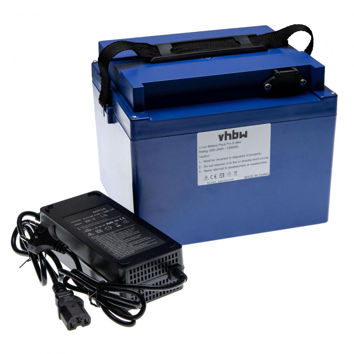 Vhbw - vhbw Batterie de rechange 20Ah 60V Li-Ion chargeur inclus compatible avec divers fauteuils roulants, trottinettes, vélos électriques et plus - Vélo électrique