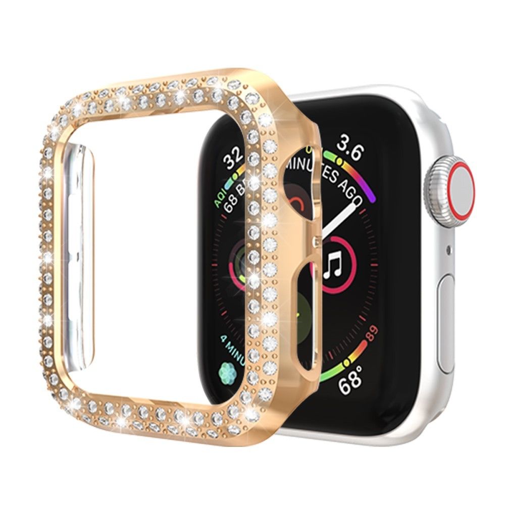 marque generique - Coque en TPU décor en strass à deux rangées or rose pour votre Apple Watch Series 4 44mm - Accessoires bracelet connecté