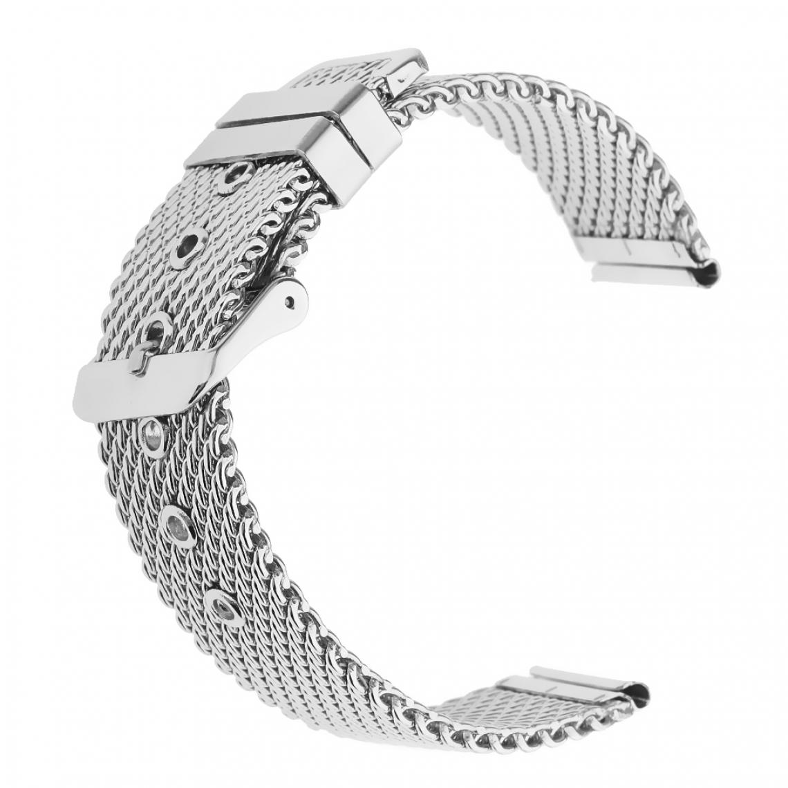 marque generique - Bracelet en acier inoxydable Milanese Bracelet Bracelet Bracelet 20mm Argent - Accessoires montres connectées