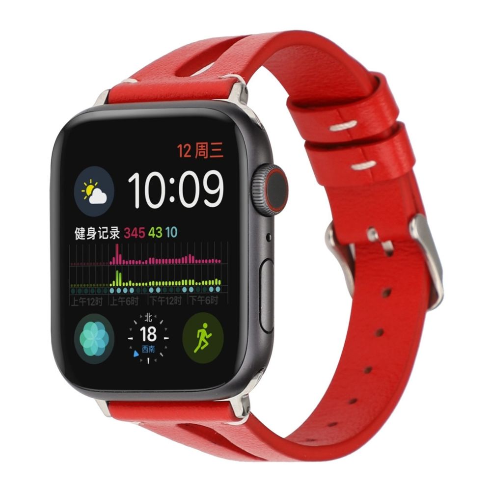 Wewoo - Bracelet en cuir simple forme de V pour Apple Watch séries 5 et 4 44 mm / 3 et 2 et 1 42 mm rouge - Accessoires montres connectées