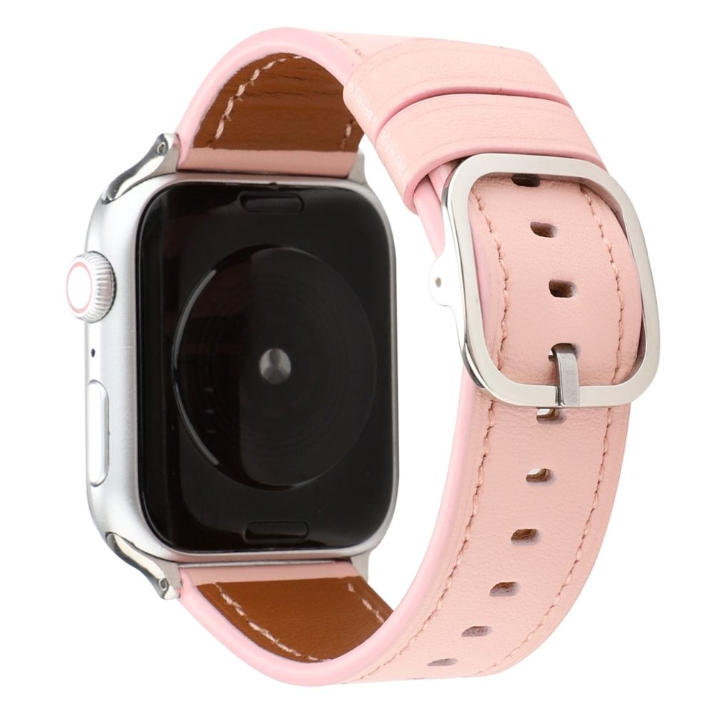 Wewoo - Pour Apple Watch séries 5 et 4 44 mm / 3 et 2 et 1 42 mm boucle de style moderne bracelet en cuir véritable rose - Accessoires montres connectées