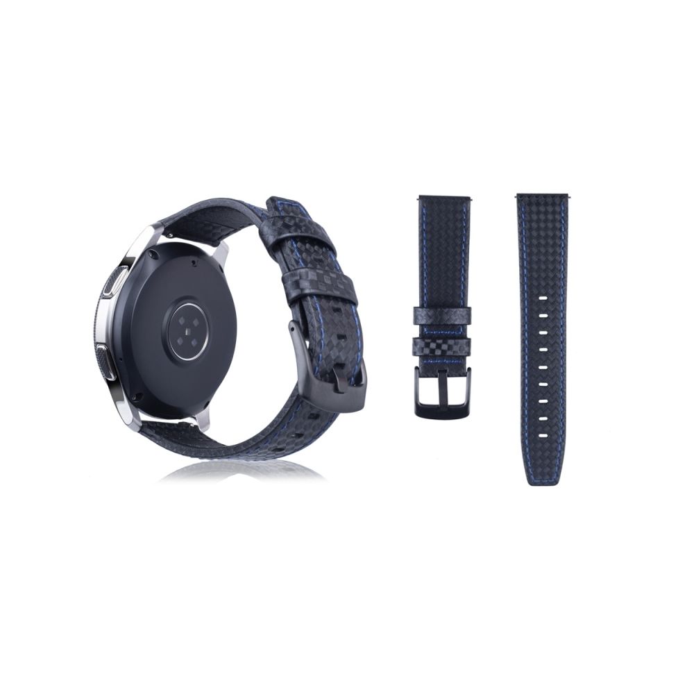 Wewoo - Bracelet en cuir pleine fleur avec texture fibre de carbone pour Samsung Gear S3 22 mm (bleu) - Bracelet connecté