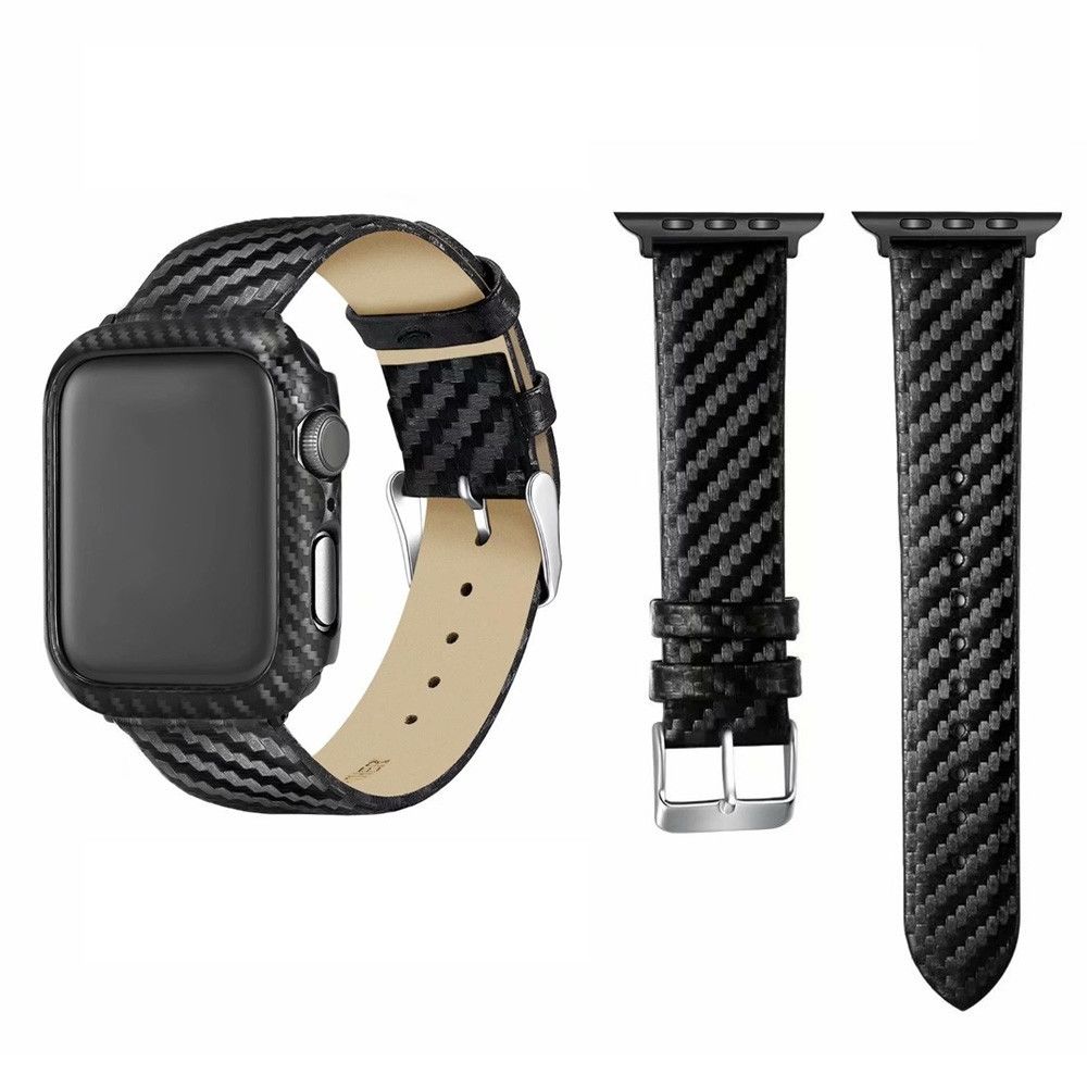 Wewoo - Bracelet en cuir fibre de carbonne pour Apple Watch séries 5 et 4 40 mm et séries 3 et 2 et 1 38 mm - Accessoires montres connectées