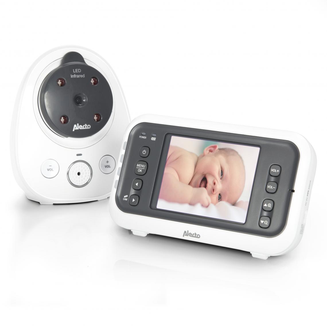 Alecto - Babyphone avec caméra 2.8" DVM-77 Blanc-Anthracite - Babyphone connecté