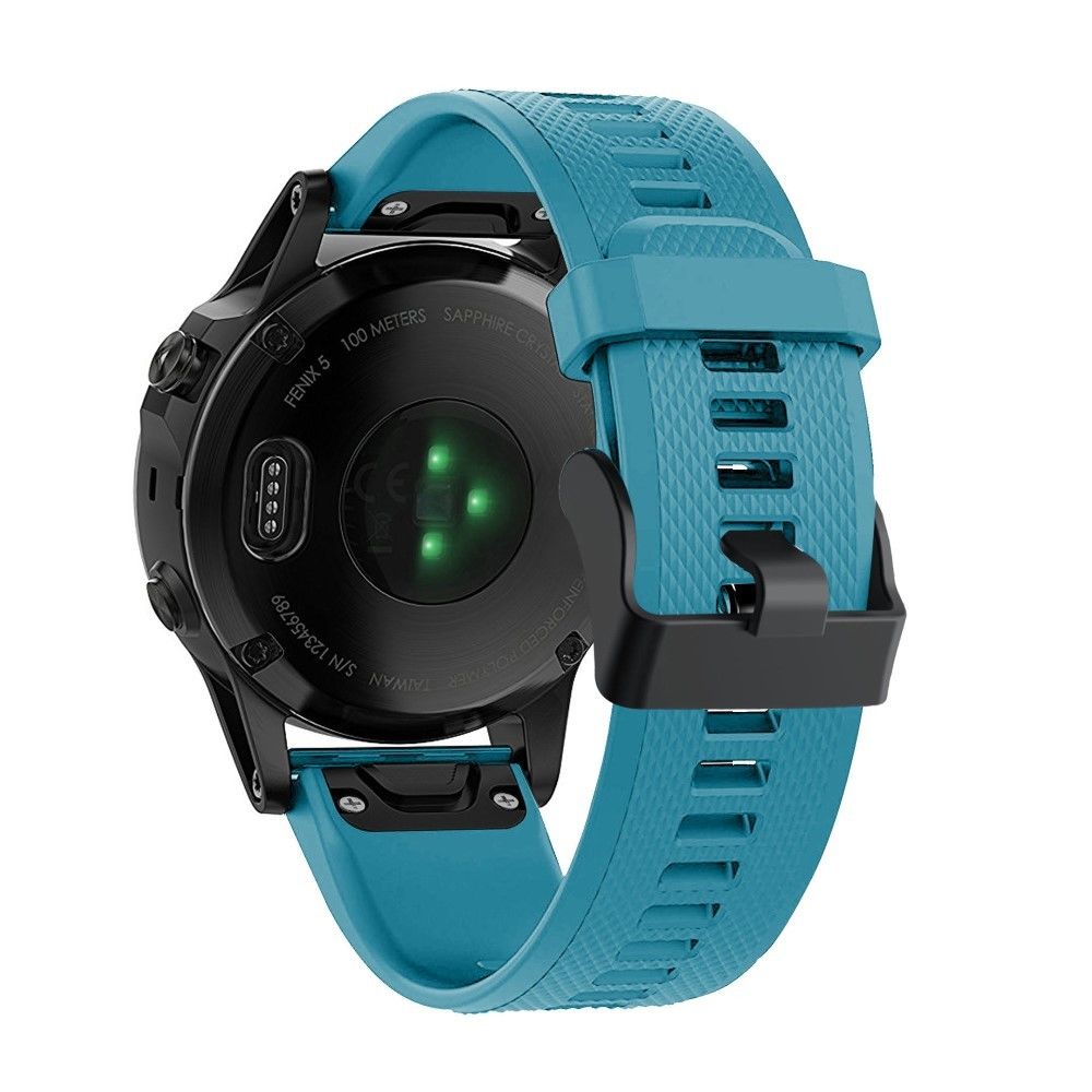 marque generique - Bracelet en silicone sport avec boucle noire bleu ciel pour votre Garmin Fenix 5 - Accessoires bracelet connecté