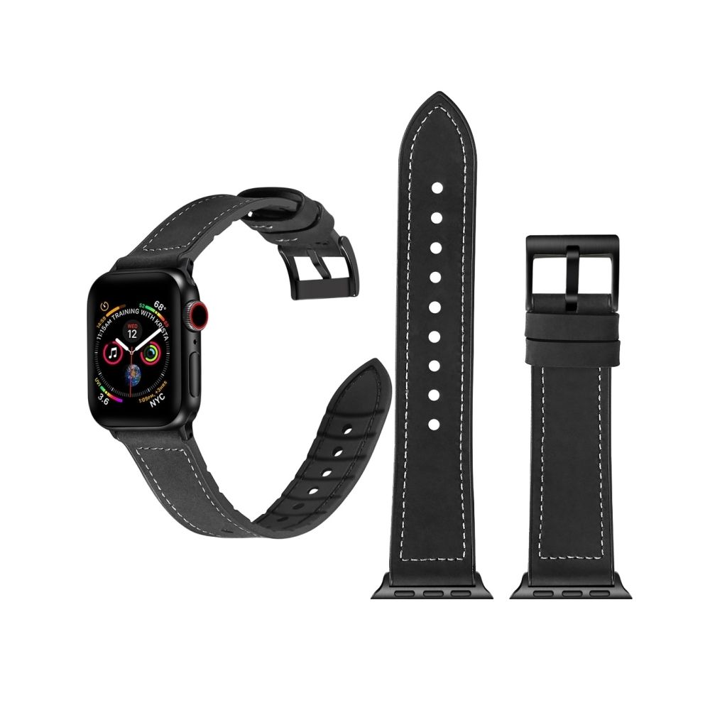 Wewoo - Bracelet en acier inoxydable couleur TPU + pour Apple Watch séries 3 et 2 et 1 42 mm noir - Accessoires Apple Watch