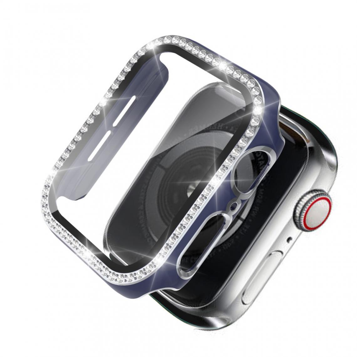 Other - Coque en TPU Cristal de strass de galvanoplastie bicolore bleu/argent pour votre Apple Watch 4/5/6/SE 44mm - Accessoires bracelet connecté