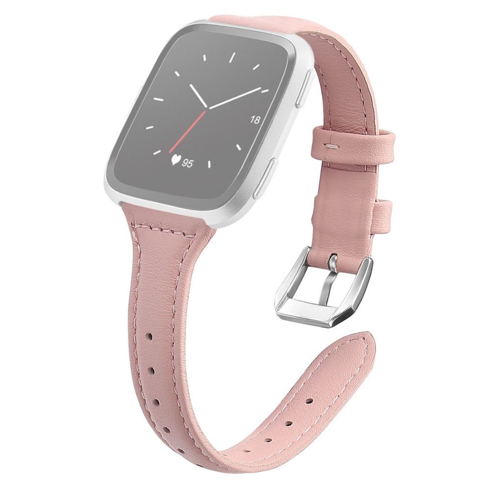 Wewoo - Bracelet pour montre connectée Fitbit Versa 2 Smartwatch en cuir véritableversion rétractable Rose - Bracelet connecté
