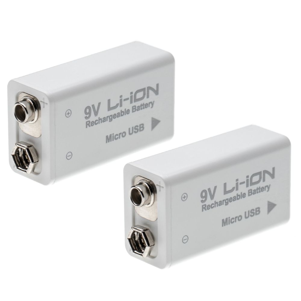 Vhbw - vhbw 2x pile bloc 9V remplace 6LR61, 6F22 (650mAh, Li-Ion), rechargeable, prête à l'emploi, avec port Micro USB - Autre appareil de mesure