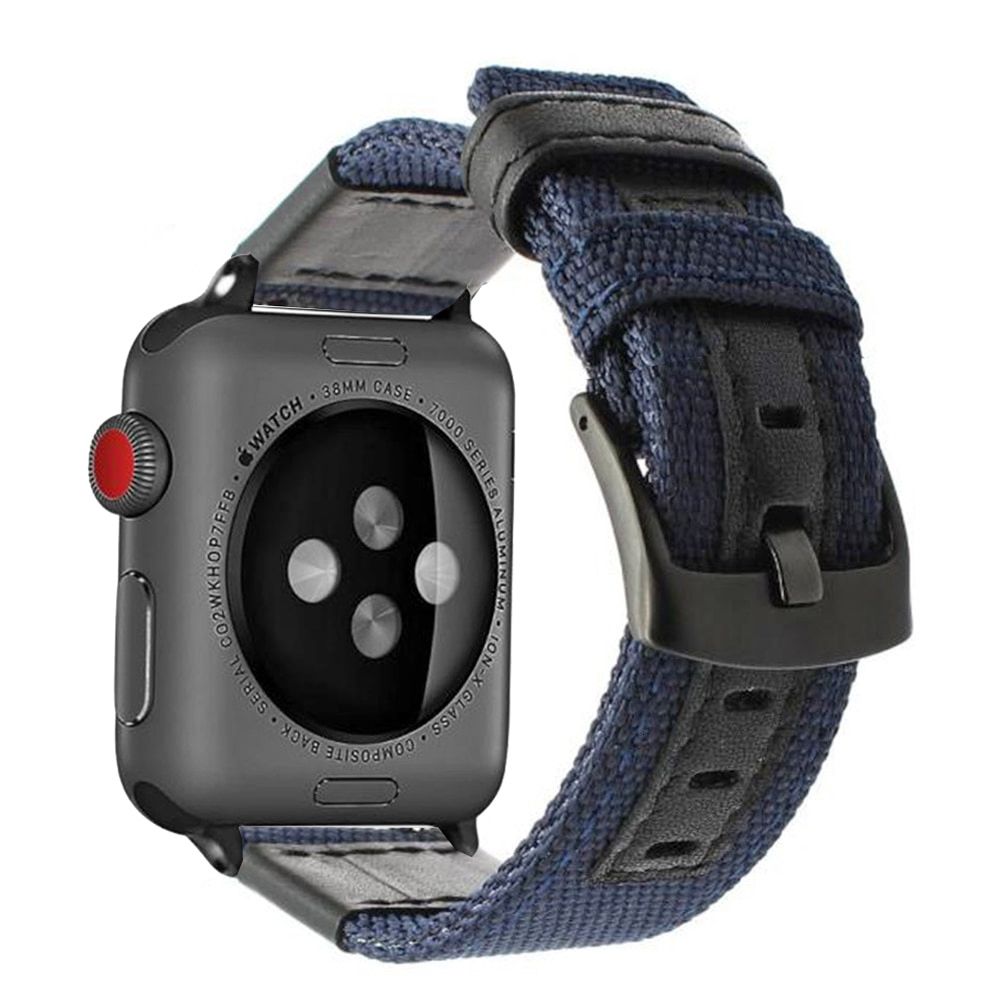 Izen - Bracelet Bande Tissu Nylon Pour Apple Watch Pour Modèle 42Mm 44Mm_Bleu - Accessoires Apple Watch
