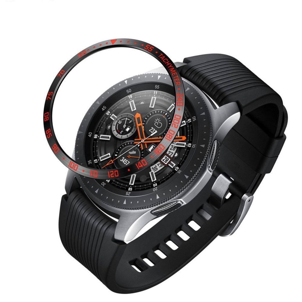 Wewoo - Boîtier de montre Cadre de protection en acier cadran pour Galaxy 42mm noir rouge - Accessoires montres connectées