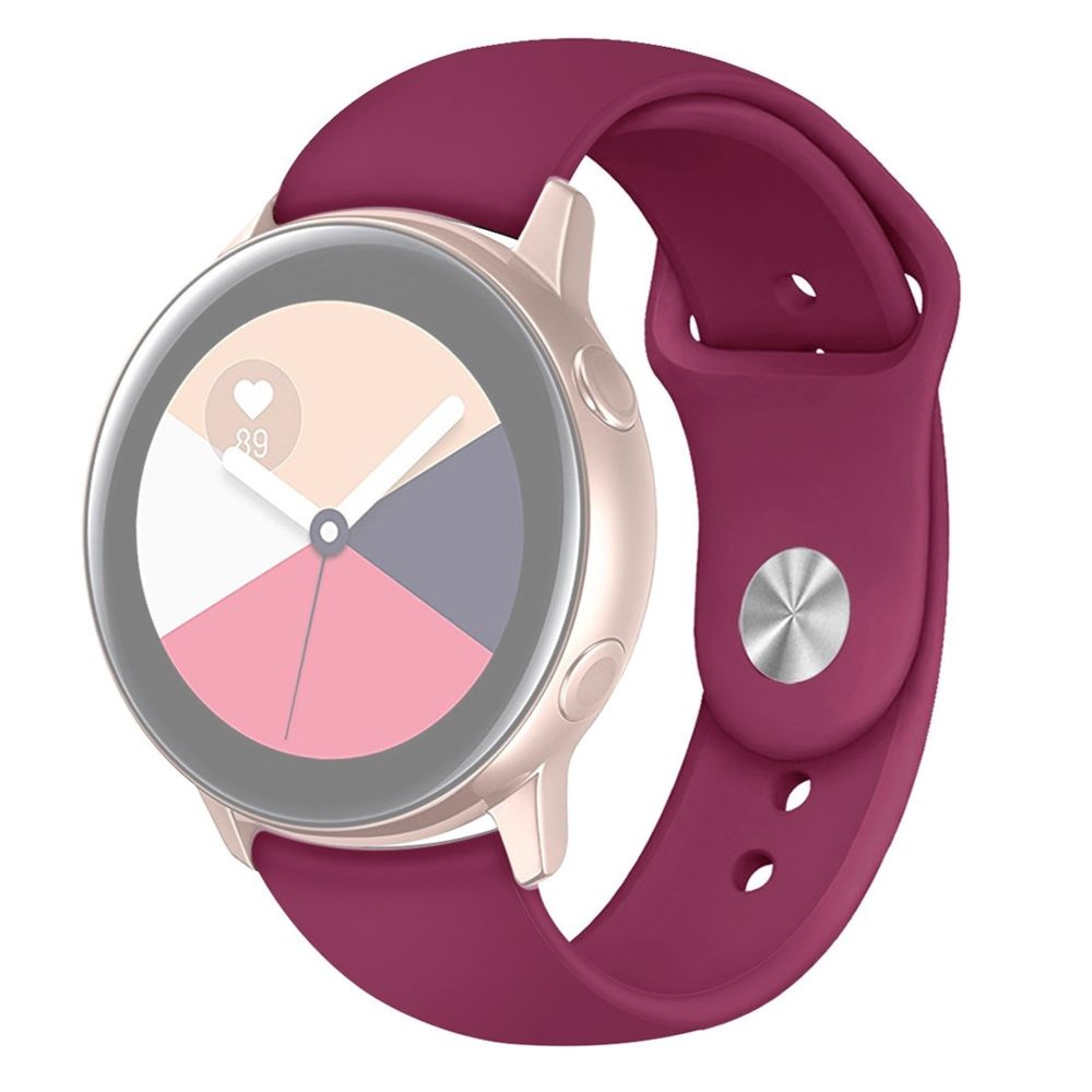 Wewoo - Bracelet pour montre connectée Galaxy Watch Active 2 Smart couleur unie de poignet en siliconeTaille S Vin Rouge - Bracelet connecté