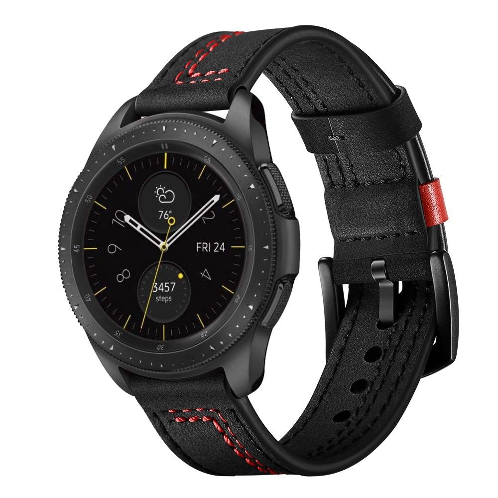 marque generique - Bracelet en cuir véritable 22mm points en forme noir pour votre Huawei Watch GT/Samsung Galaxy Watch 46mm - Accessoires bracelet connecté