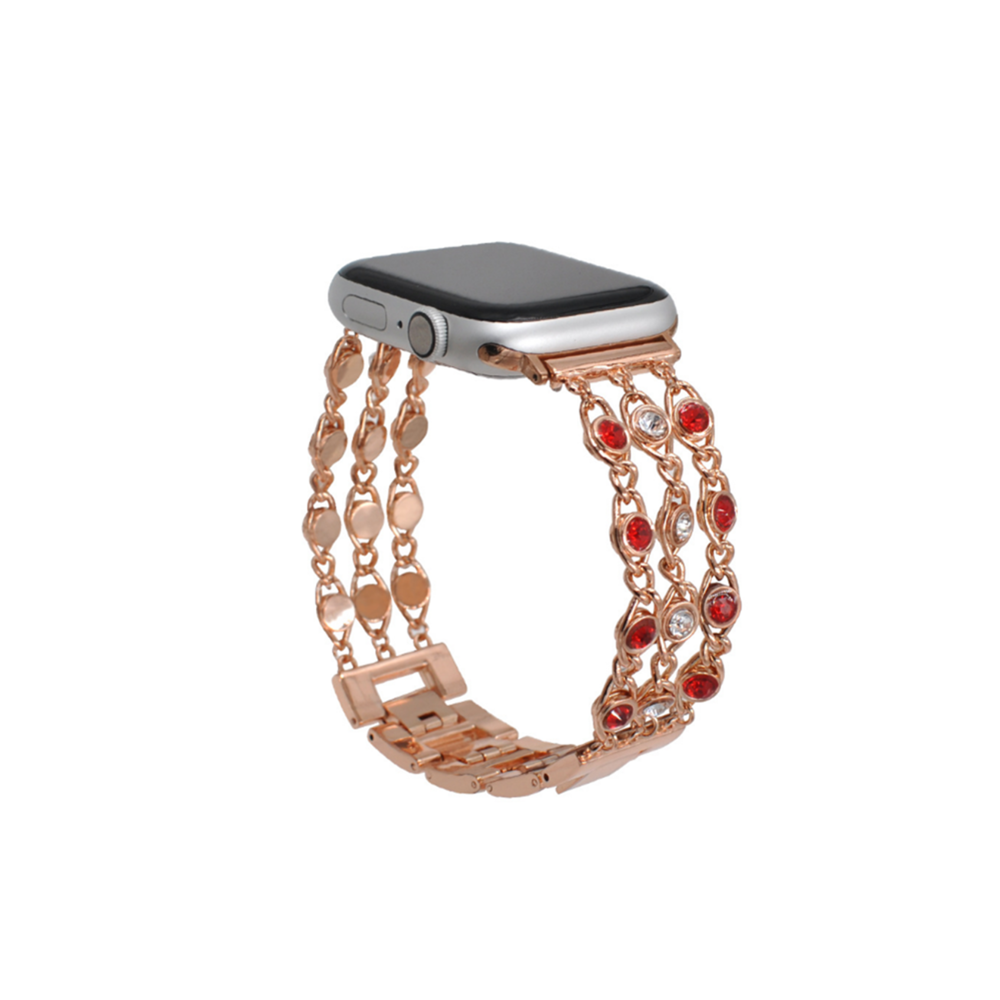 marque generique - YP Select Bandes de bijoux compatibles Bling en acier inoxydable pour Apple Watch Band or rose blanc 42mm - Bracelet connecté
