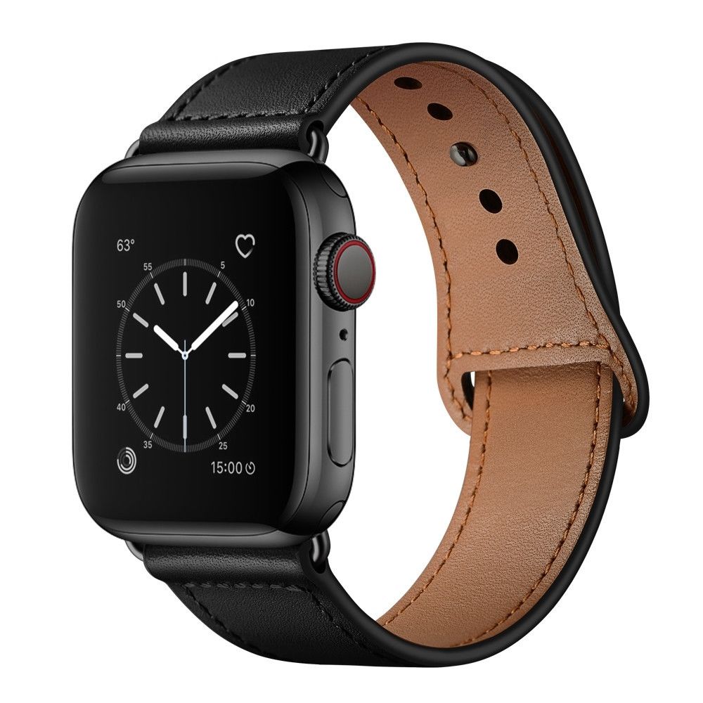 Wewoo - Pour Apple Watch 3/2/1 Génération 38 mm Bracelet en cuir à boucle universelle noir - Accessoires montres connectées