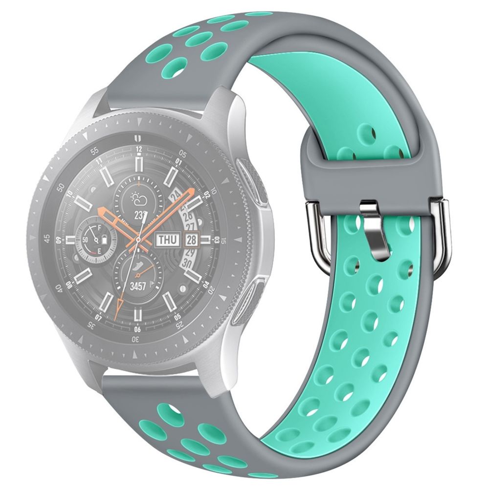 Wewoo - Bracelet pour montre connectée Galaxy Watch 46 / S3 / Huawei GT 1/2 22mm de en silicone couleur doubletaille S gris vert - Bracelet connecté
