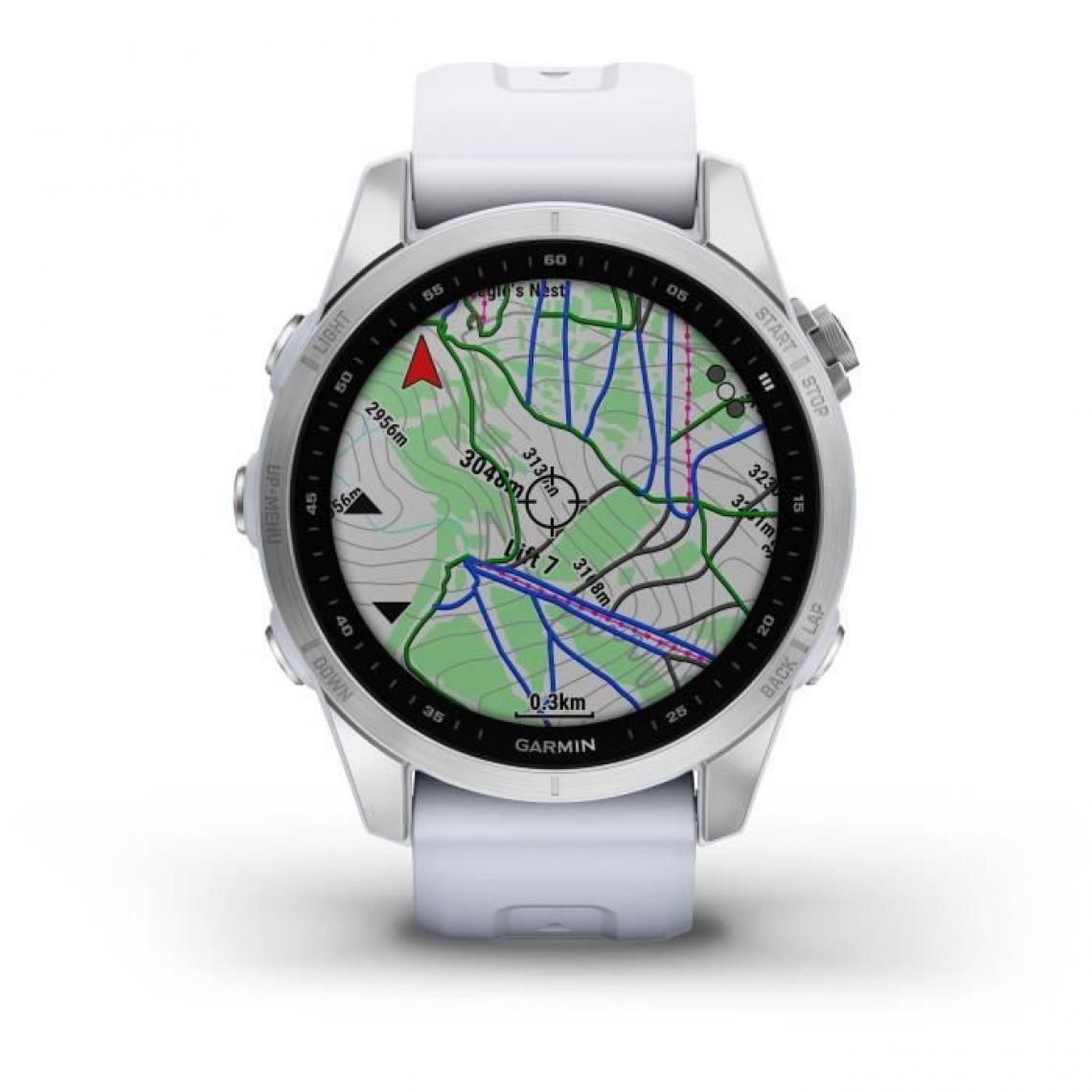 Garmin - GARMIN Fenix 7S - Montre GPS de sport connectée - Silver avec bracelet blanc - Montre connectée
