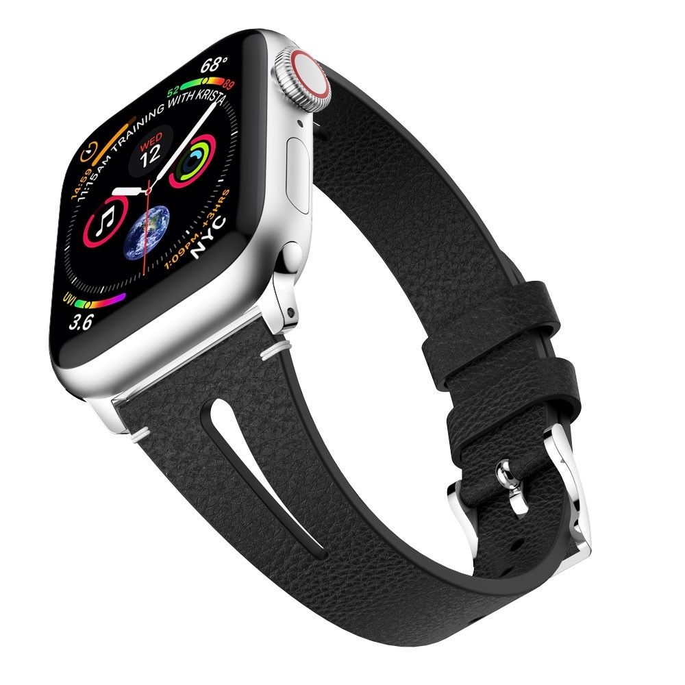 Wewoo - Bracelet en cuir forme de goutte d'eau pour montre-bracelet Apple Watch séries 4 & 3 & 2 & 1 38 mm noir - Accessoires montres connectées