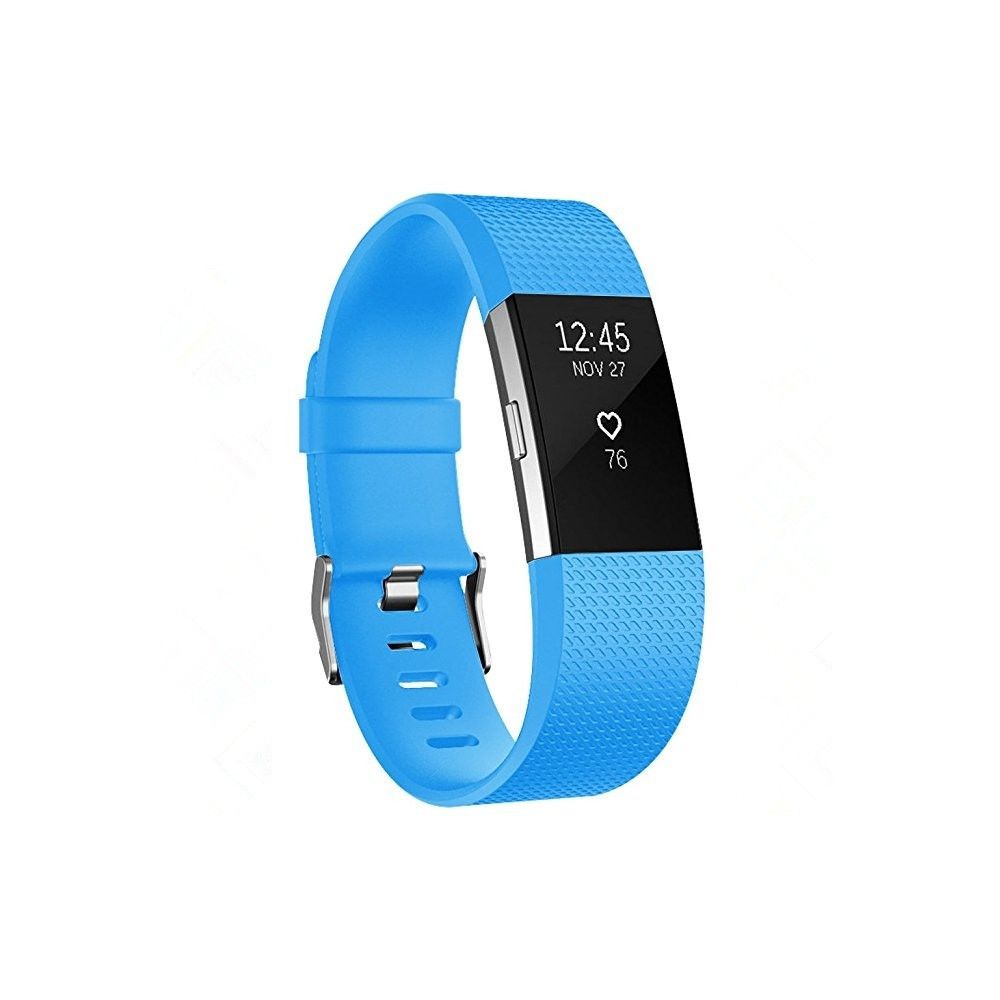 Wewoo - Bracelet pour montre connectée Dragonne sport ajustable carrée FITBIT Charge 2taille S10,5x8,5cm bleu ciel - Bracelet connecté