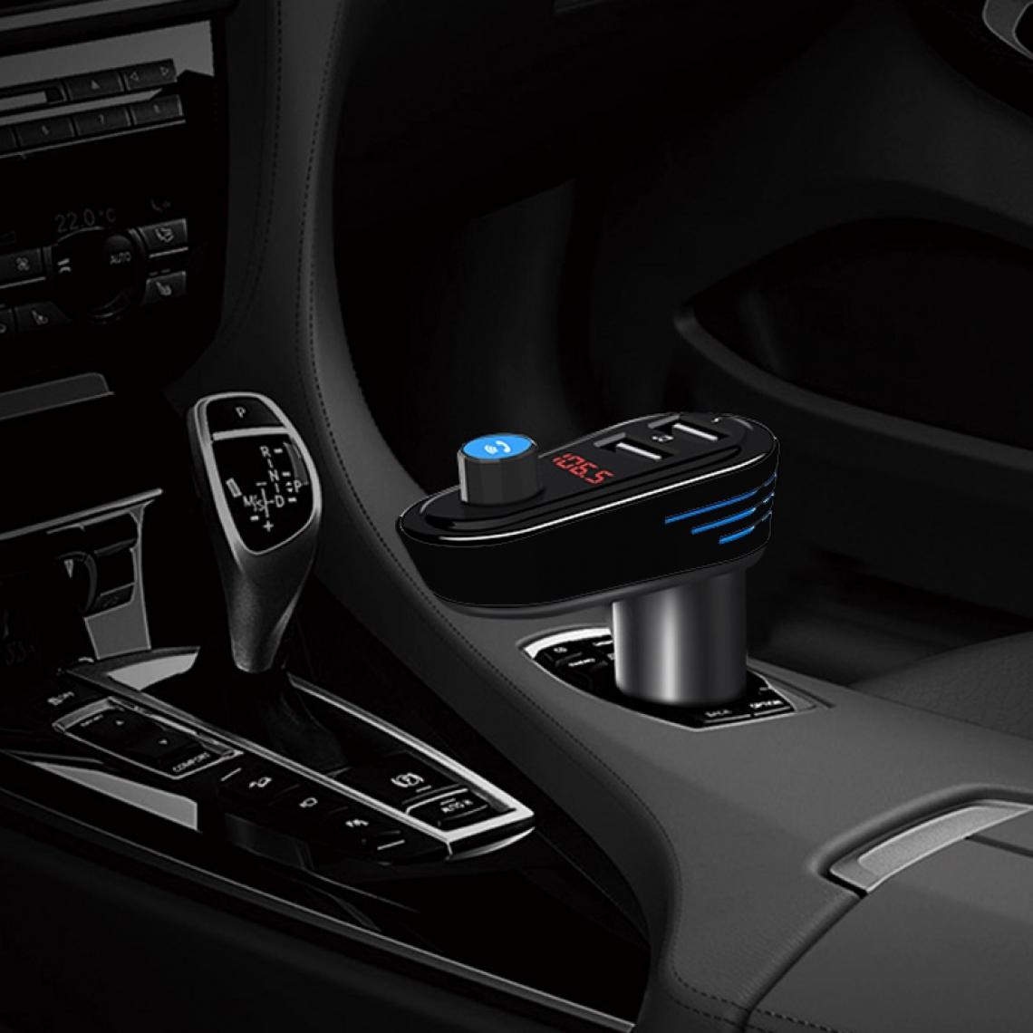 Wewoo - Transmetteur FM Auto noir Voiture Bluetooth V4.2 MP3 Lecteur 5V 3.1A Sortie Double USB Ports Chargeur de avec LED Lumière, Built-in Mic, Support U-disque et mains-libres / Répondre aux appels - Passerelle Multimédia