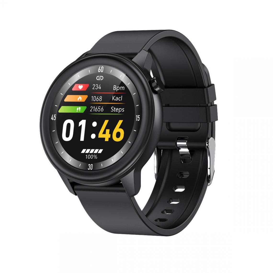 Chrono - Montre connectée pour hommes femmes avec montre sport , écran Tactile pour mesurer la température corporelle, surveiller l'oxygène sanguin et la fréquence Cardiaque pour Android IOS-Noir2 - Montre connectée