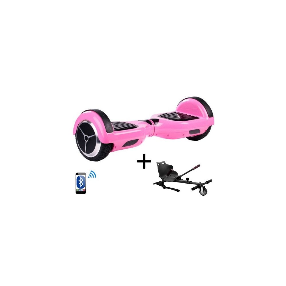 Air Rise - Pack Hoverboard 6,5 Rose+ Hoverkart Noir avec Bluetooth sac de transport et télécommande - Gyropode