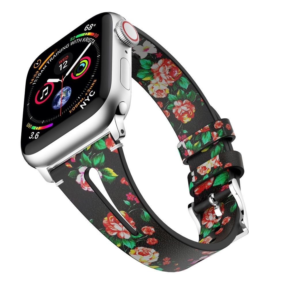 Wewoo - Bracelet en cuir forme de goutte d'eau pour montre-bracelet Apple Watch séries 43 et 2 et 1 38 mm noir et rouge - Accessoires montres connectées