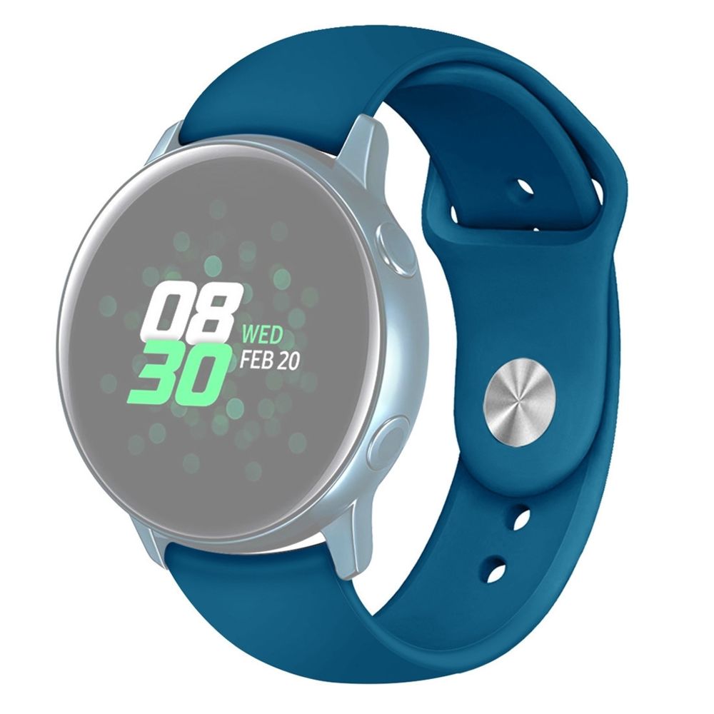 Wewoo - Bracelet pour montre connectée Galaxy Watch Active 2 Smart couleur unie de poignet en siliconeTaille L Cyan - Bracelet connecté