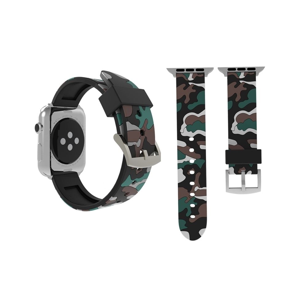 Wewoo - Bracelet blanc pour Apple Watch Series 3 & 2 & 1 42mm Mode Camouflage Motif Silicone de montre - Accessoires Apple Watch