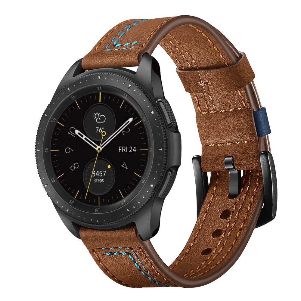 marque generique - Bracelet en cuir véritable 22mm points en forme marron pour votre Huawei Watch GT/Samsung Galaxy Watch 46mm - Accessoires bracelet connecté