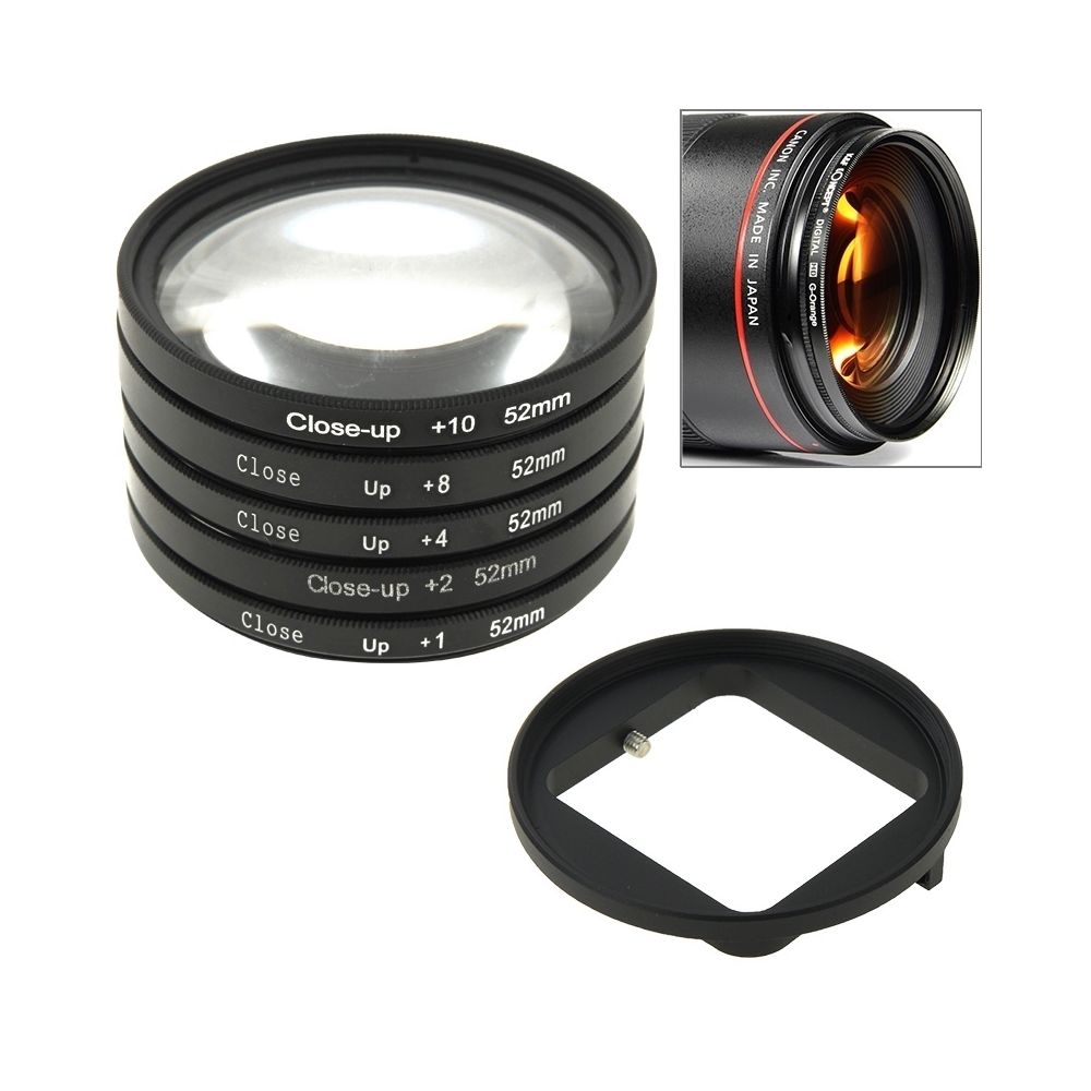 Wewoo - Filtre pour GoPro HERO4 / 3 + 6 en 1 52mm Close-Up Lens Filter Macro Lentille + Adaptateur Anneau - Caméras Sportives