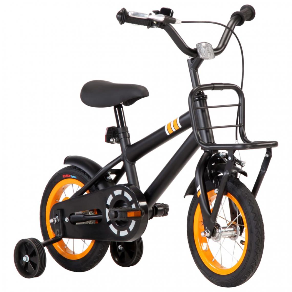 Icaverne - Icaverne - Vélos gamme Vélo d'enfant avec porte-bagages avant 12 pouces Noir et orange - Vélo électrique
