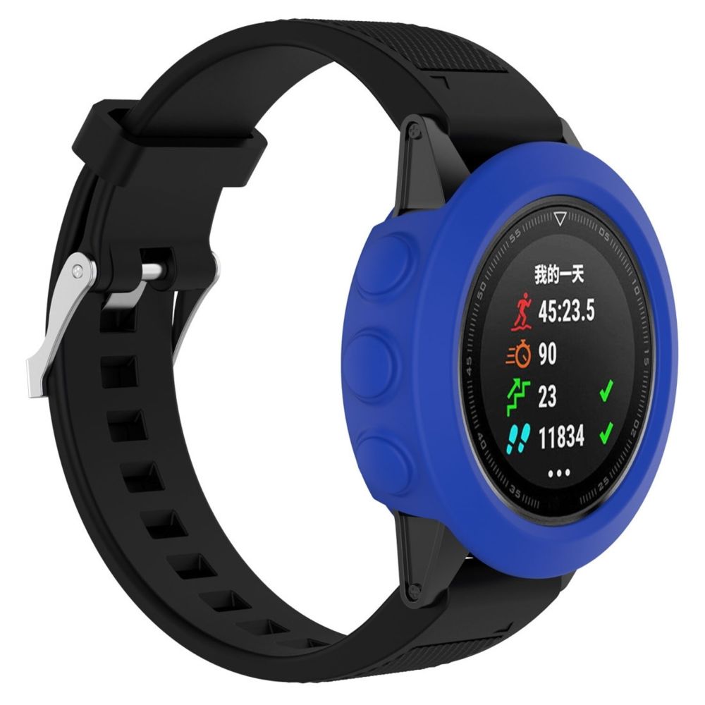 Wewoo - Boîtier de montre Étui de protection en silicone Smart Watchhôte non inclus pour Garmin Fenix 5 bleu foncé - Accessoires montres connectées