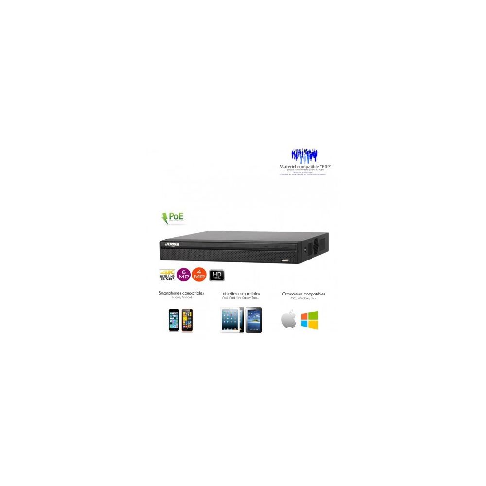 Dahua - NVR de video surveillance 4 canaux PoE full 1080P - Caméra de surveillance connectée