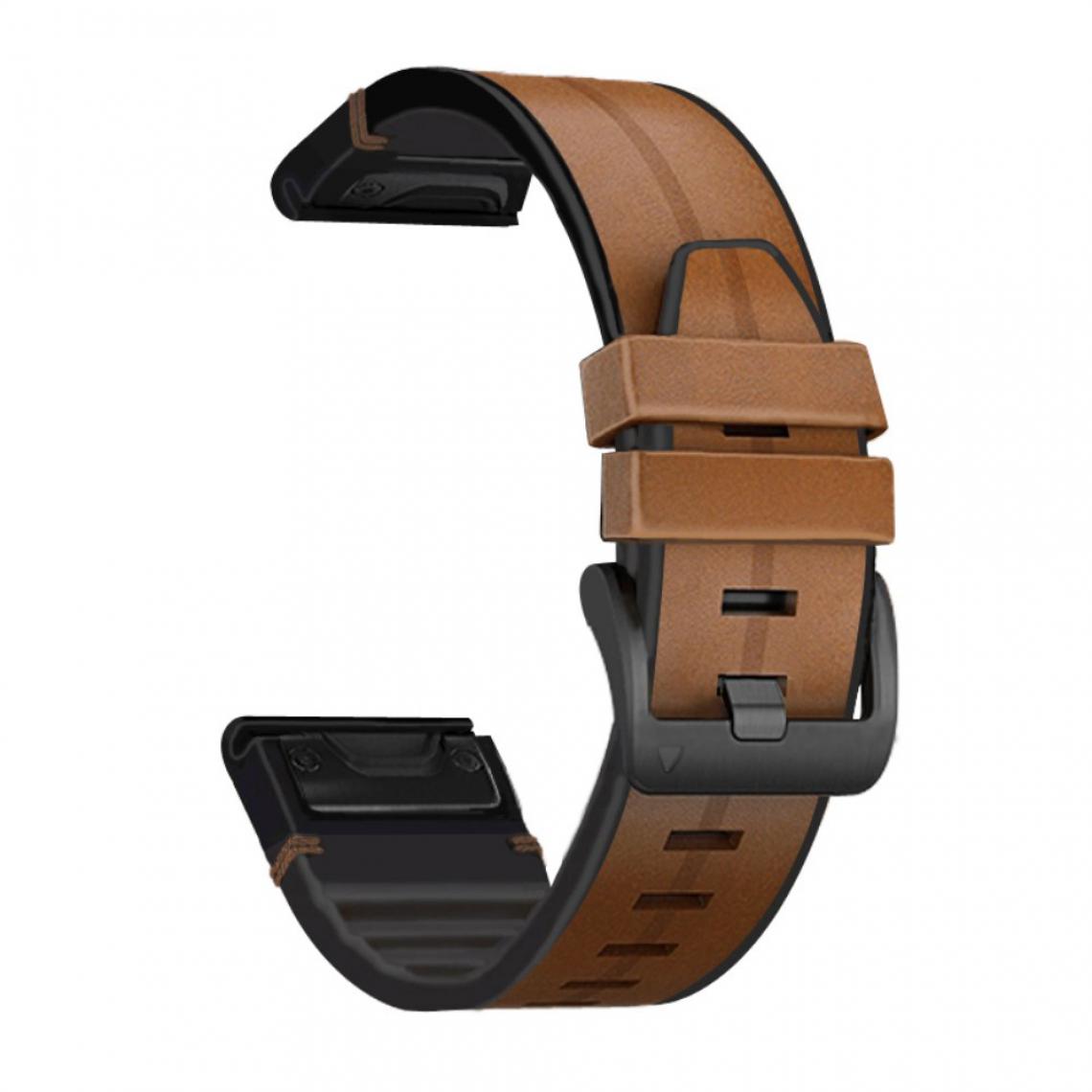 Other - Bracelet en PU + silicone Surface de 22 mm marron pour votre Garmin Watch - Accessoires bracelet connecté