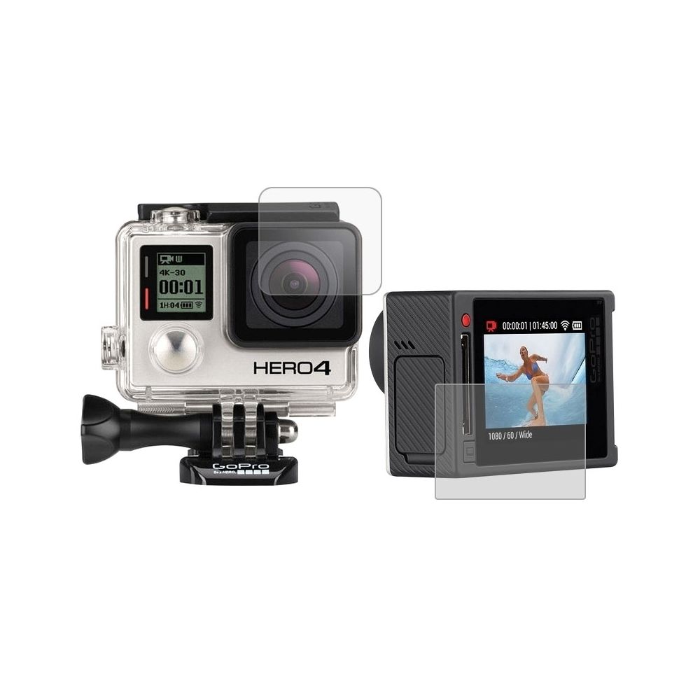 Wewoo - Film protecteur écran argent pour caméra GoPro HERO4 d'écran LCD ultra clair + boîtier en verre d'objectif - Caméras Sportives