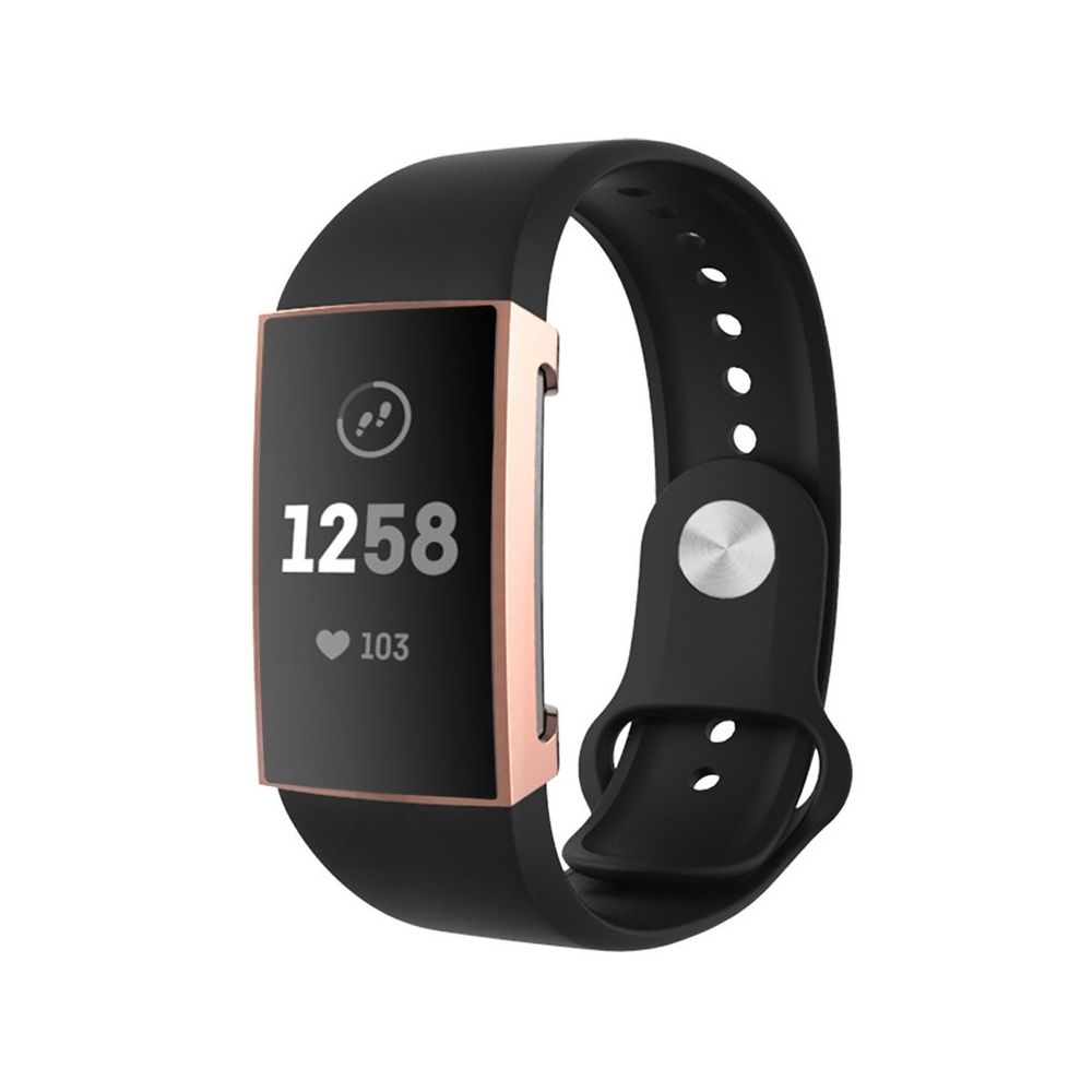 Wewoo - Boîtier de montre Pour de en TPU plaqué pleine couverture Fitbit Charge 3 or rose - Accessoires montres connectées