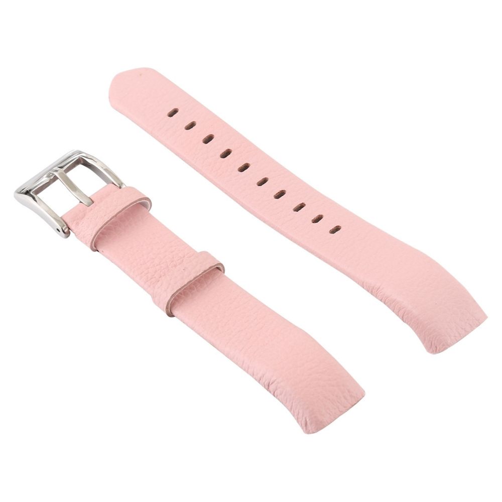 Wewoo - Bracelet pour montre connectée Smartwatch en cuir brillant Fitbit Alta rose - Bracelet connecté