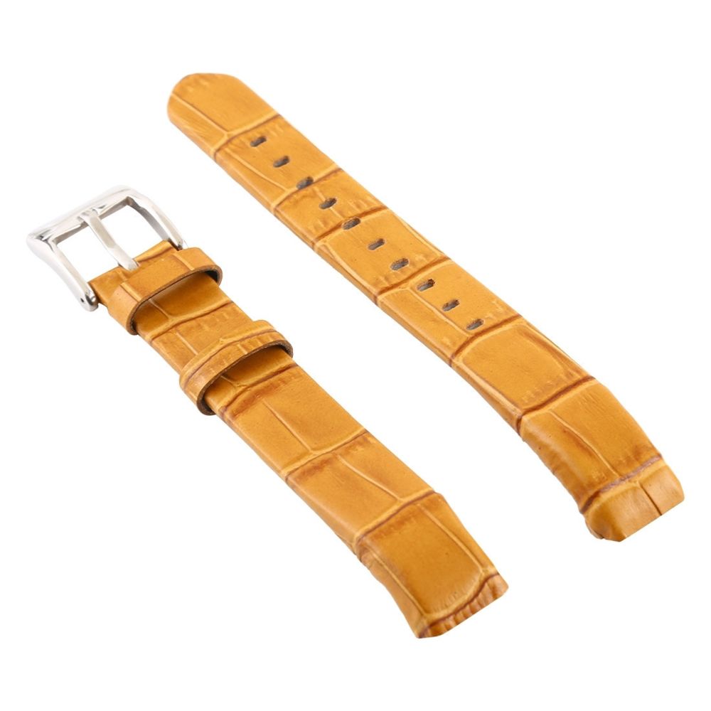Wewoo - Bracelet pour montre connectée Smartwatch en cuir brillant Fitbit Alta jaune citron - Bracelet connecté